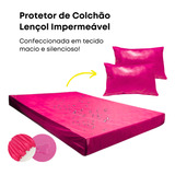 Capa De Colchão Lençol Casal Kit Protetores Impermeável Rosa Pink