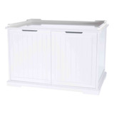 Caja De Arena Para Gatos Y Mesa Auxiliar Xl Blanco