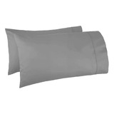 X2 Fundas Para Almohadas De Microfibra 70x50 Color Gris Oscuro Liso