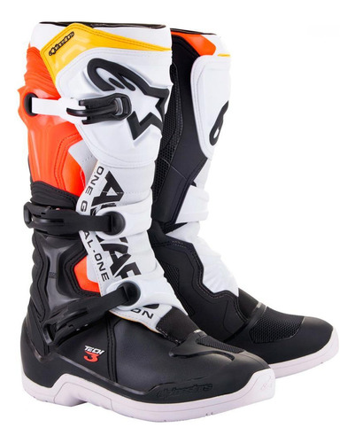 Bota Alpinestars Tech 3 - Branco/preto/vermelho Motocross