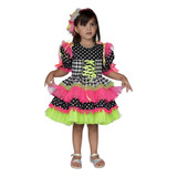 Vestido Infantil Junino Tiara E Fitas Infantil Papilloo