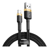 Cable Para iPhone Baseus Gold/negro 1mt Mallado Carga Rápida