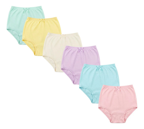 6 Pzas Calzón Pantaleta Bikini Algodón Colores Niña Estreiia