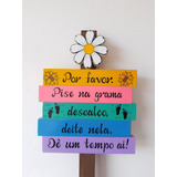 Enfeite Para Jardim Placa Decorativa Pise Na Grama Descalço