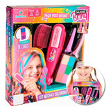 Kit Beleza Make Infantil Mechas Coloridas Para Pintar Cabelo