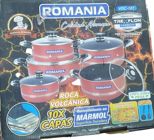 Set 10 Ollas Romania Revestimiento En Marmol+herramientas