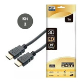 2 Unid. Cabo Hdmi 2.0 Ultra Hd 4k 3d Ouro 1 Metro 19 Pinos