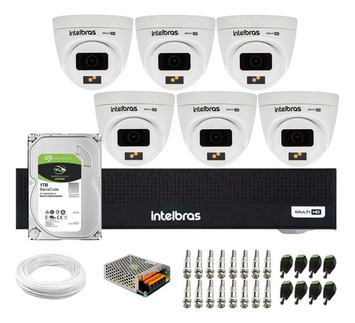 Kit Intelbras 6 Full Color 1220d, Dvr 8 Canais 3008c C/1tb