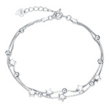 Pulsera Plata Fina 925 Elegante Cuentas De Estrellas Regalo