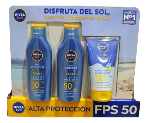 Nivea Sun Protector Solar 2 Locion + 1 Crema Kids  