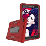 Funda Rojo Con Negro Rudo Con Soporte Huawei Matepad T8 8.0 