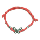 Pulsera Cordón Rojo Con Mariposa Acero Quirúrgico 