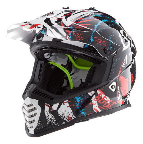 Casco Cross Ls2 Mx 437 Fast Evo Beast Kevlar Moto Delta