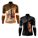 Kit 2 Camisas Camiseta Cavalo Cowboy Peão Mangalarga Uv50