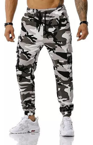 Pantalones De Jogging De Camuflaje Con Costuras Para Hombres