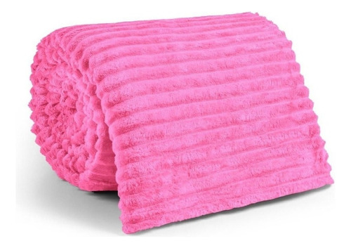 Cobertor Manta Grosso Casal Canelado Riscado Super Macio Flannel Antialérgico 2.00x1.80m Rosa