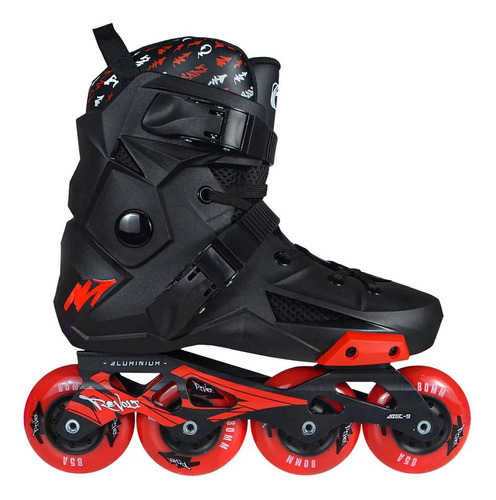 Patins Inline Freestyle Traxart Revolt - Preto/vermelho L17