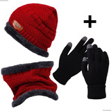 Gorro E Luva Touch + Cachecol Frio Super Quente Kit Neve 