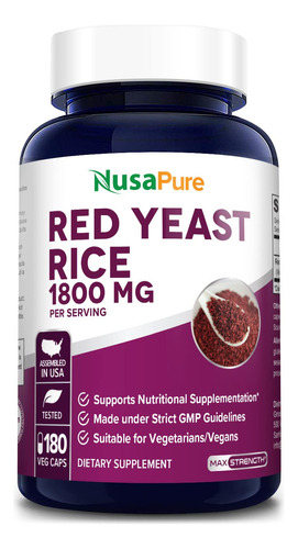 Levadura Roja De Arroz 1800mg 180cap Nusapure