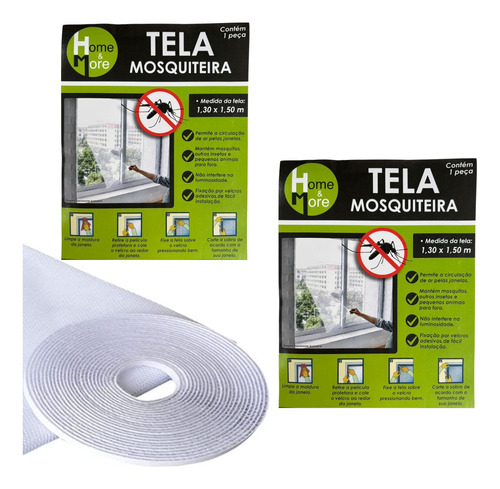 Kit 2 Tela Mosquiteira Janela Anti-inseto Mosquito 130x150