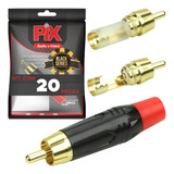 20x Conector Plug Rca 4mm Profissional Top De Linha Vermelho