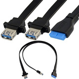 Cable De Panel A Placa Base Toptekits Usb 3.0 Dual 20-pin