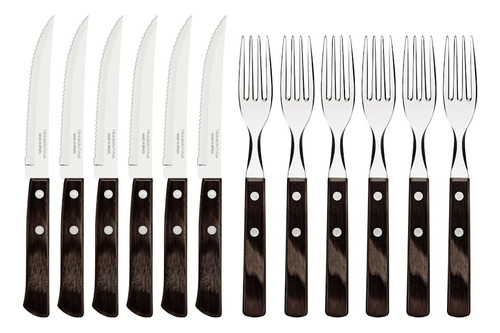 Set De Cuchillos Para Carne Y Tenedores Con Asas De Madera