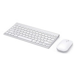 Kit Mouse Y Teclado Inalambrico De Pc | Blanco/plateado