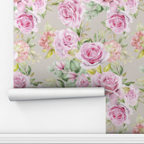 Papel Parede Adesivo Rosa Floral Clássico Sala Quarto 5m