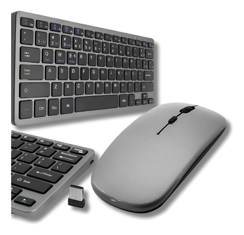 Teclado E Mouse Kit Sem Fio Recarregável Bluetooth Usb Preto