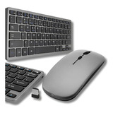 Teclado E Mouse Kit Sem Fio Recarregável Usb Preto Bluetooth