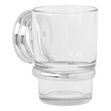 Portavaso Cepillero Cromo Con Vaso De Vidrio, Foset Aqua