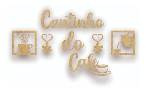 Placa Cantinho Do Café Escrita Aplique Decoração Escritório