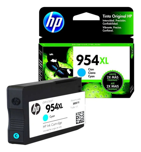 Cartucho De Tinta Hp 954xl Impresora Original 1600p Cian