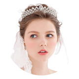 Coroa Tiara Prata Arranjo Cristais Noiva Casamento Daminha