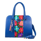 Bolso Camila Azul Bolsa Piel Telar Artesanal Angelozano Envi