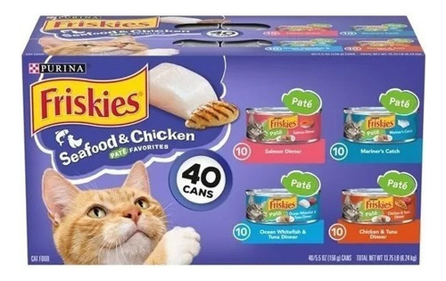 Alimento Para Gatos 40 Latas 155grc/u Friskies Pollo/pescado