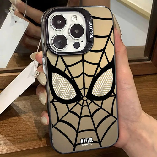 Funda Rígida Mate Con Láser Spider Man Para iPhone 15 14 13