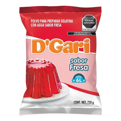 D Gari Polvo Para Preparar Gelatina De Agua Sabor Fresa 720g