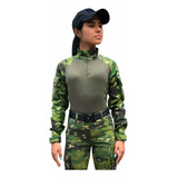 Camisa Combat Feminina Camuflada Tática Aliança Militar