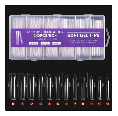 Tips De Gel Suave Soft Tips En Caja Con Uñas Postizas 240 Pz