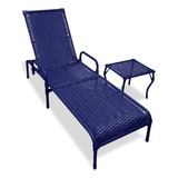 Kit 1 Cadeiras Fibra Sintética Regulável Catar + Mesa Cor Azul