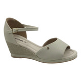 Sandália Piccadilly Anabela Salto Alto Off White 408215