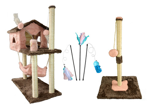  Arranhador Gato Casa Brinquedo Playground Kit Miupetz
