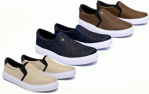 Kit 3 Pares Tenis Yate Masculino Slip-on Calce Facil 