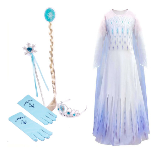 Elsa Princesa Frozen Vestido De Fiesta ***5 Accesorios***