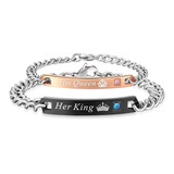 2 Pulseras Rey Reina King Queen San Valentin Regalo Novios +