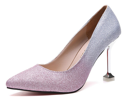 Stilettos Con Punta Glitter De Cambio Gradual Para Mujer