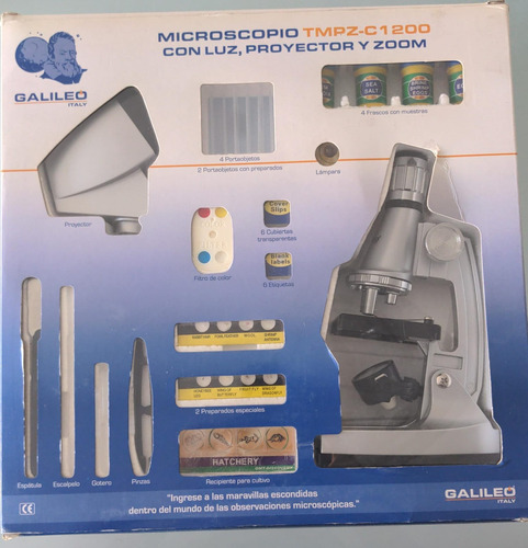 Kit Microscopio Galileo Tmpz-c1200 1200x Con Muestras