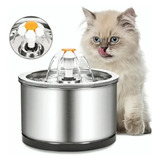 Fuente Para Gatos En Acero Inoxidable 2,5l Y Luz Led 